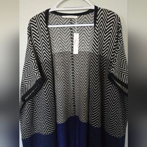 Trina Turk | NWT Black And Blue Merino Wool Sweater Poncho Size XS/S